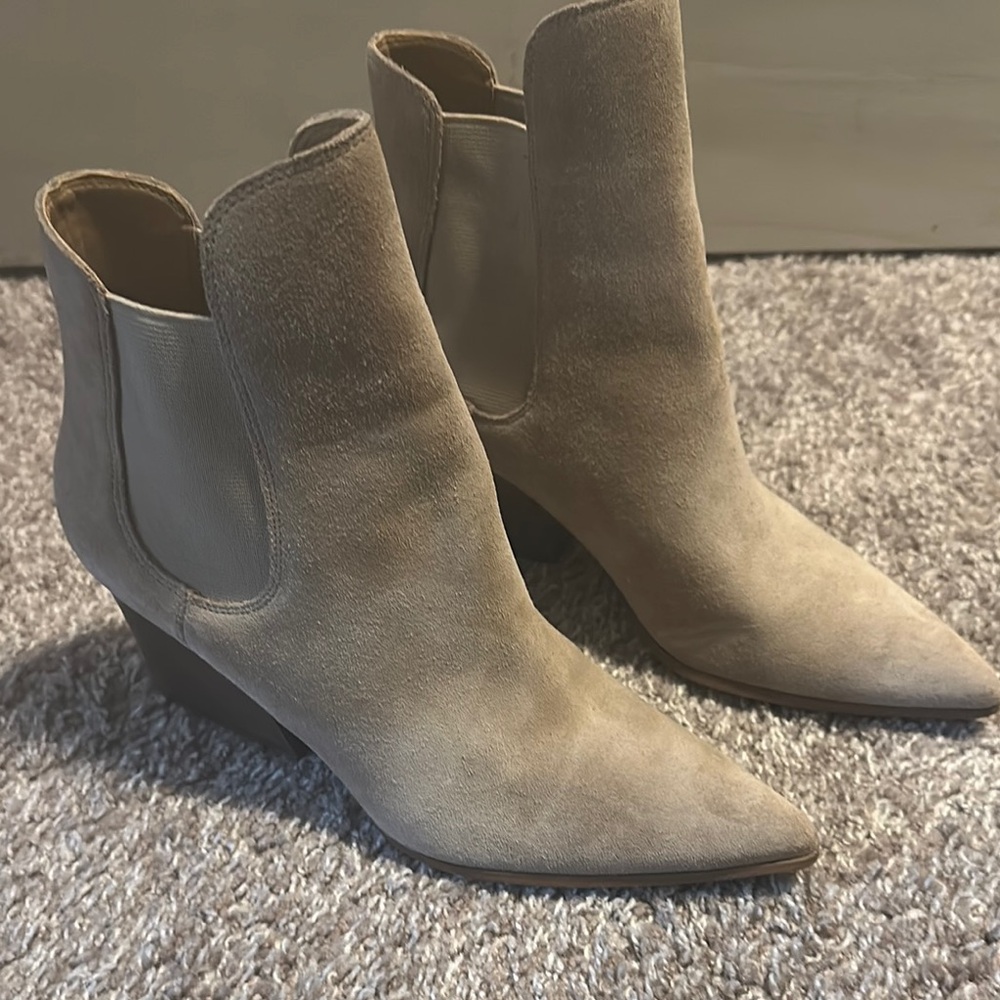 Kendall & Kylie Tan Ankle Booties with Pointed Toe